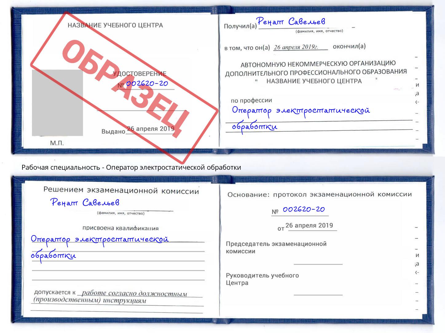 Оператор электростатической обработки Вичуга