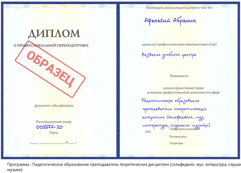 Педагогическое образование преподаватель теоретических дисциплин (сольфеджио, муз. литература, слушание музыки) Вичуга