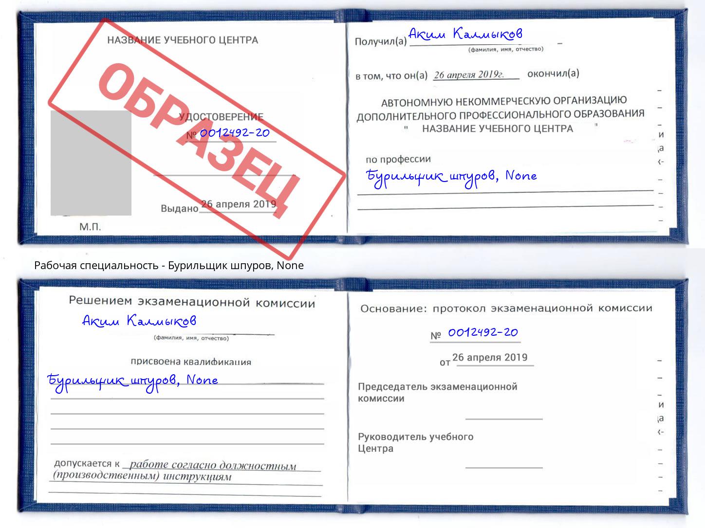 корочка None Бурильщик шпуров Вичуга