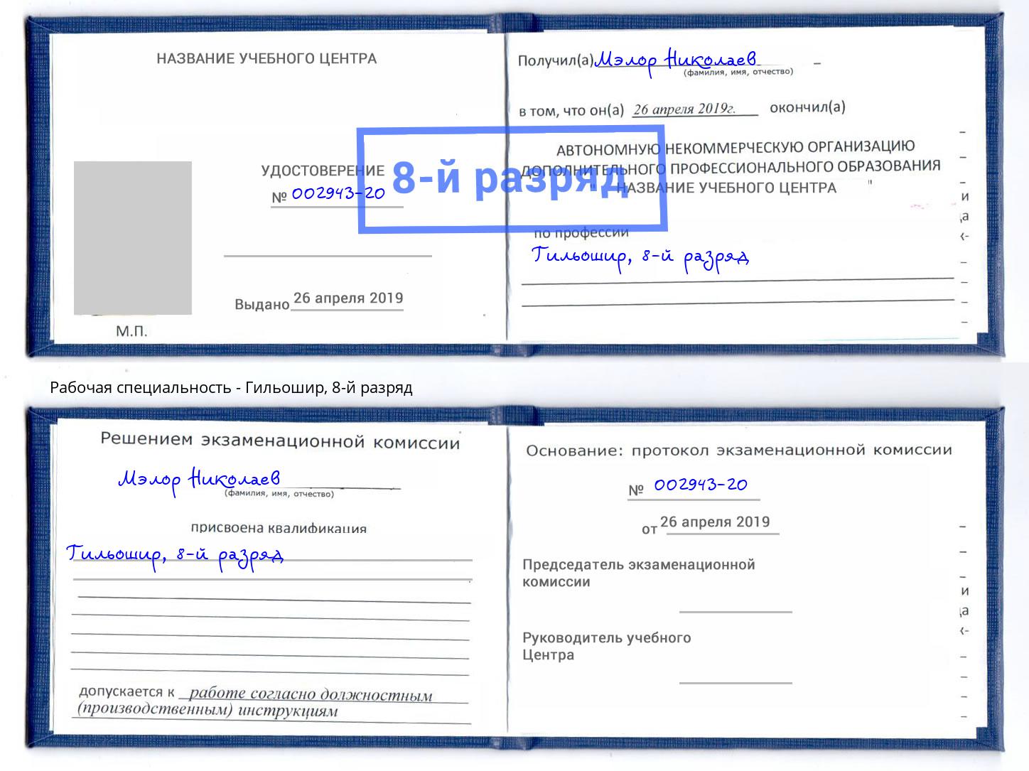 корочка 8-й разряд Гильошир Вичуга