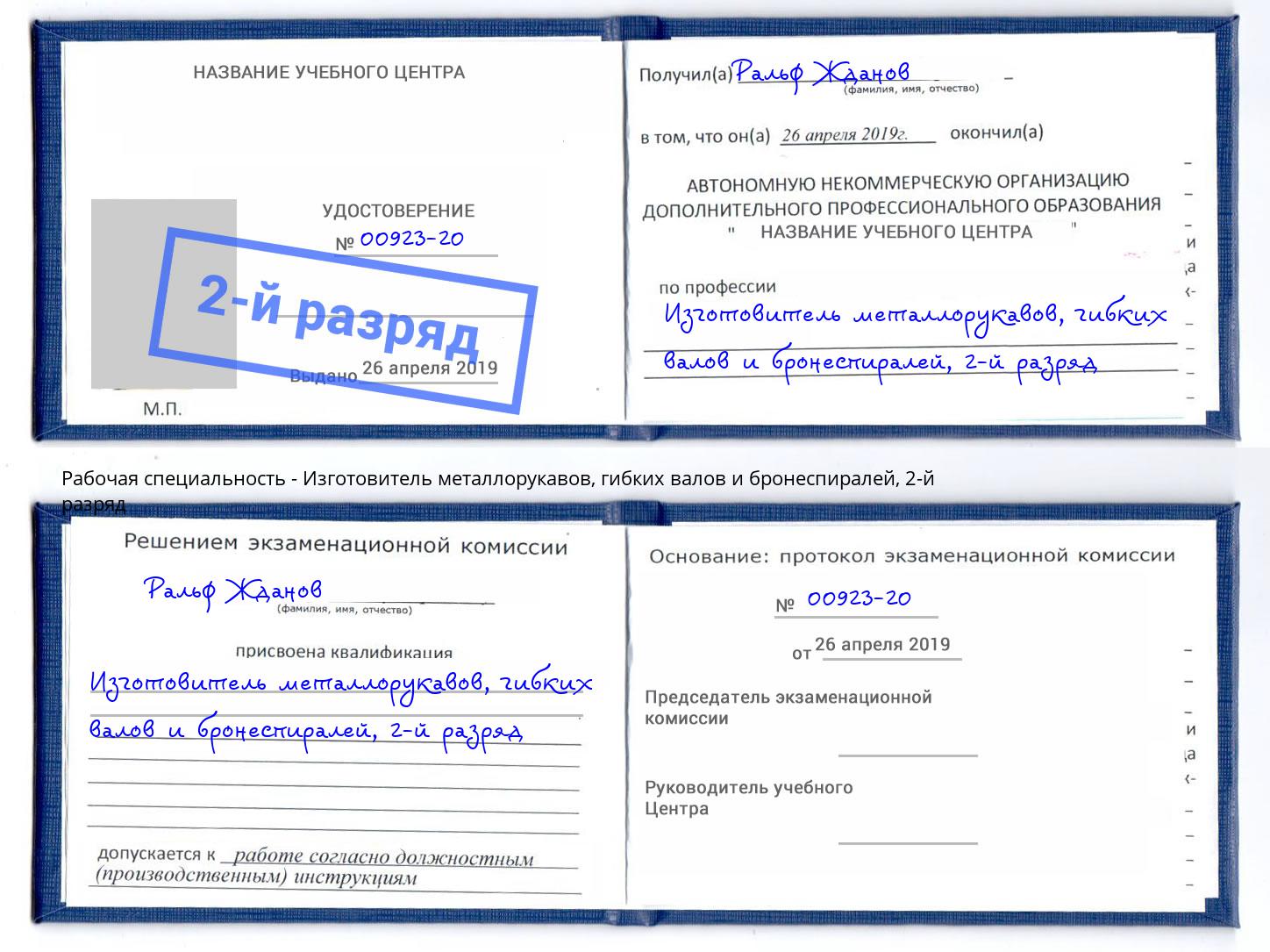 корочка 2-й разряд Изготовитель металлорукавов, гибких валов и бронеспиралей Вичуга